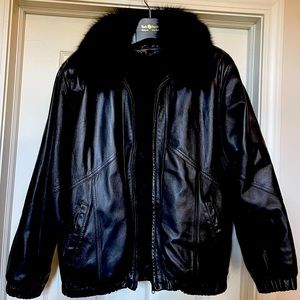 Gorgeous Women’s Black Leather Fur Coat